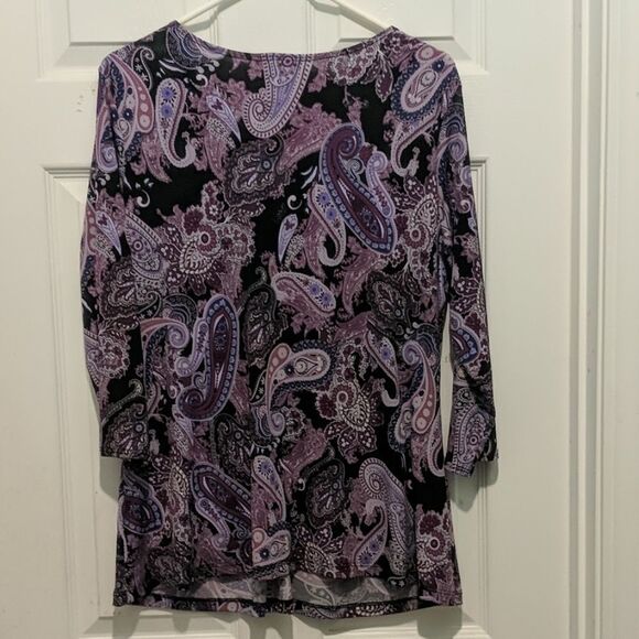 Dress Barn purple Paisley blouse Sz L - Picture 5 of 5